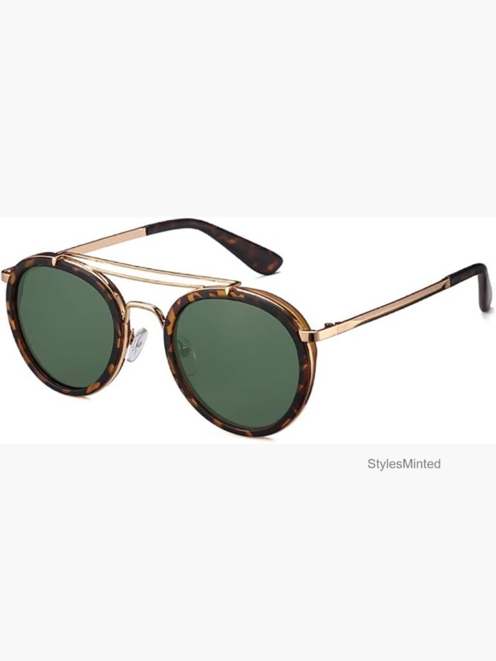 Vintage Steampunk Double Bridge Round Polarized Sunglasses Metal Frame